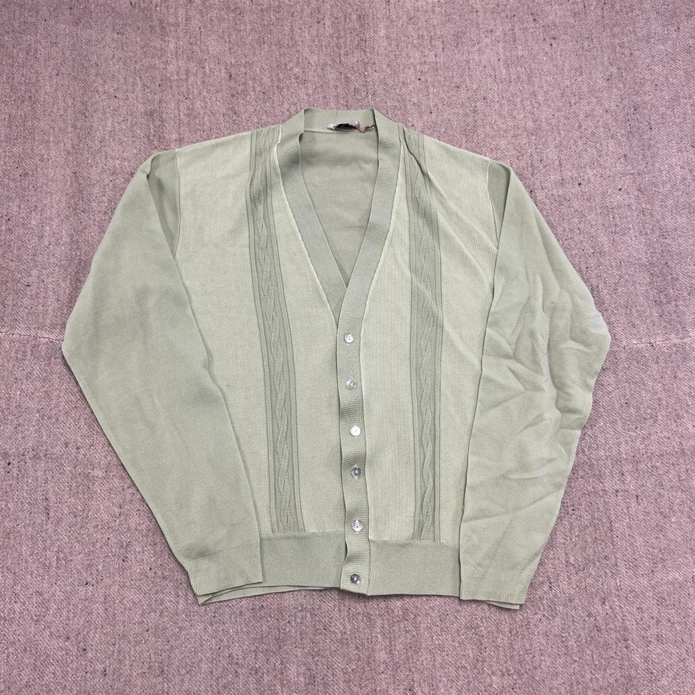 Vintage Aristocrat Cardigan Mens Large Green 1960s Coronation Knit